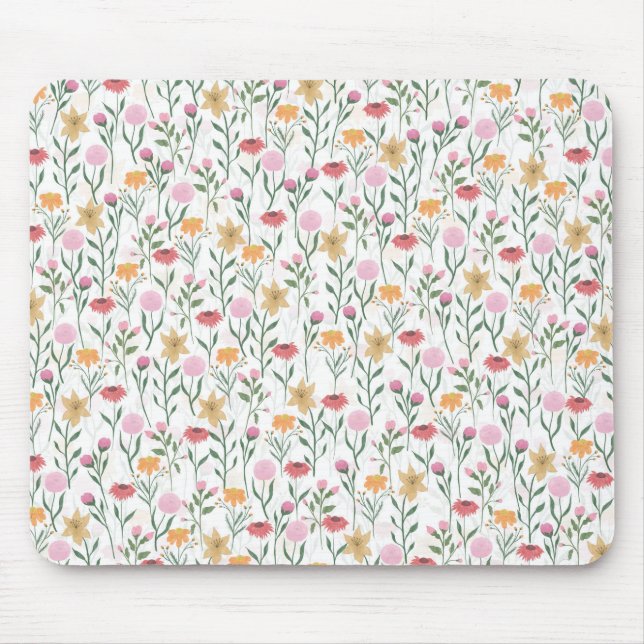 Colorful Wildflower Watercolor Design Mouse Mat (Front)