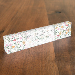 Colorful Wildflower Watercolor Design Nameplate