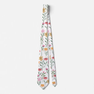 Colorful Wildflower Watercolor Design Tie