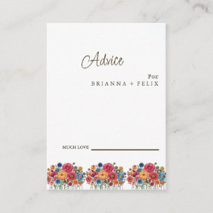 Colorful Wildflower Wedding Advice Card