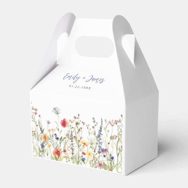 Colorful Wildflower Wedding Favour Box (Front Side)