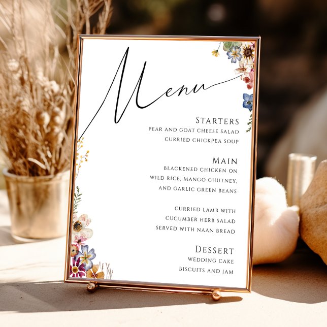 Colorful Wildflower | Wedding Menu Sign (Creator Uploaded)