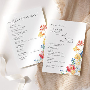 Colorful Wildflower Wedding Program Programme