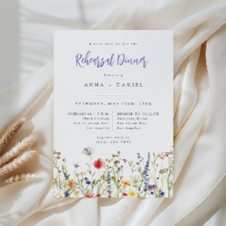 Colorful Wildflower Wedding Rehearsal Dinner Invitation