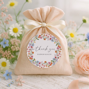 Colorful Wildflower Wedding Thank You Favor Classic Round Sticker