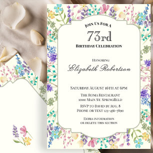 Colorful Wildflowers 73rd Birthday Party Invitation