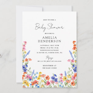 Colorful Wildflowers Baby Shower Invitation