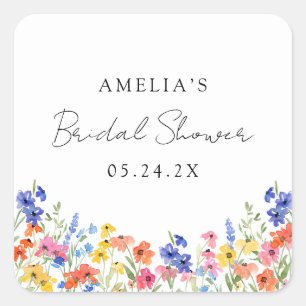 Colorful Wildflowers Bridal Shower Sticker