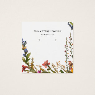 Colorful wildflowers Floral Earring Display Card