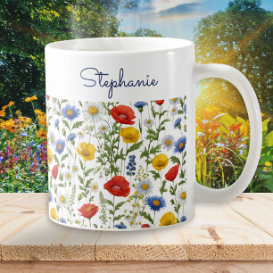 Colorful Wildflowers Pretty Floral Personalized Coffee Mug