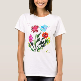 Colorful wildflowers watercolor rustic pretty T-Shirt