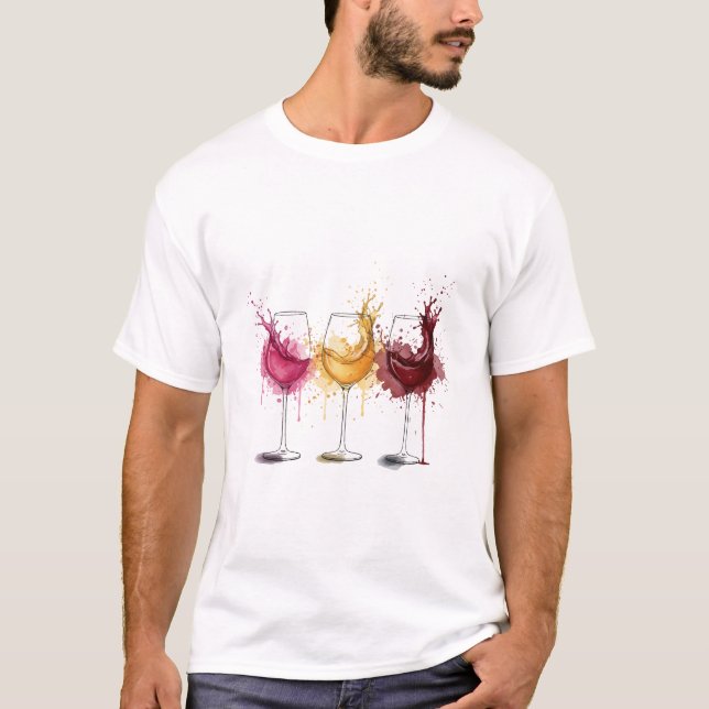 Colorful Wine Splash T-Shirt (Front)