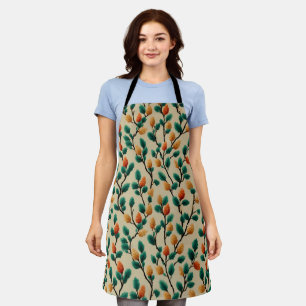Colorful Winter Pinecone Branches Apron
