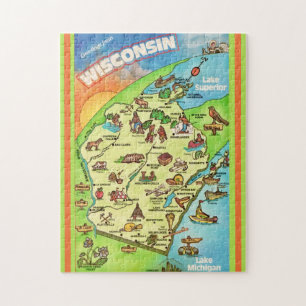 Colorful Wisconsin Postcard 11x14 Jigsaw Puzzle