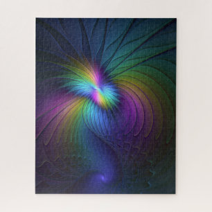 Colorful With Blue Modern Abstract Fractal Art Jigsaw Puzzle