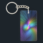 Colorful With Blue Modern Abstract Fractal Art Key Ring<br><div class="desc">Fractal art for the senses.
Design for your rectangle keychain and more.</div>