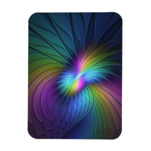 Colorful With Blue Modern Abstract Fractal Art Magnet