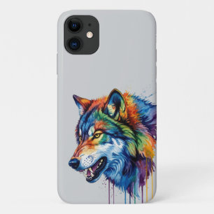 Colorful wolf iPhone 11 case