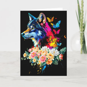 Colorful Wolf Face Cute Animals Wolves Lovers Wome Card