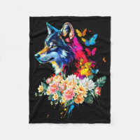 Colorful Wolf Face Cute Animals Wolves Lovers Wome