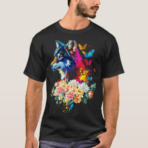Colorful Wolf Face Cute Animals Wolves Lovers Wome T-Shirt