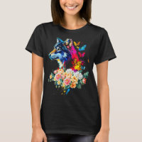 Colorful Wolf Face Cute Animals Wolves Lovers Wome