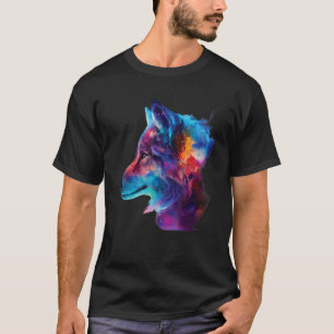 colorful wolf head art Face for lover wolves wildl T-Shirt