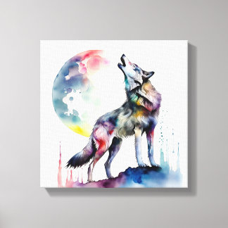 Colorful Wolf's Serenade Canvas Print