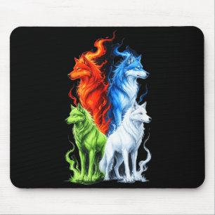 Colorful Wolves Cute Wolf Howling Funny Wild Anima Mouse Mat
