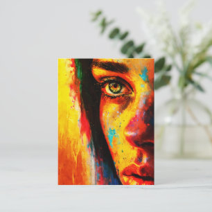 Colorful Woman Portrait Vibrant Close-Up Eye  Postcard