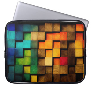 COLORFUL WOOD BLOCKS LOOK LAPTOP SLEEVE