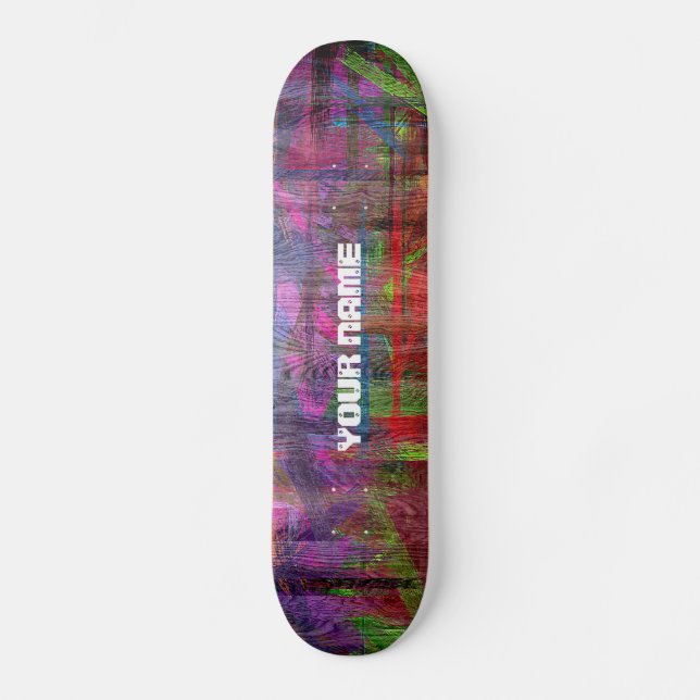 Colorful Wood Grain #2 Skateboard (Front)