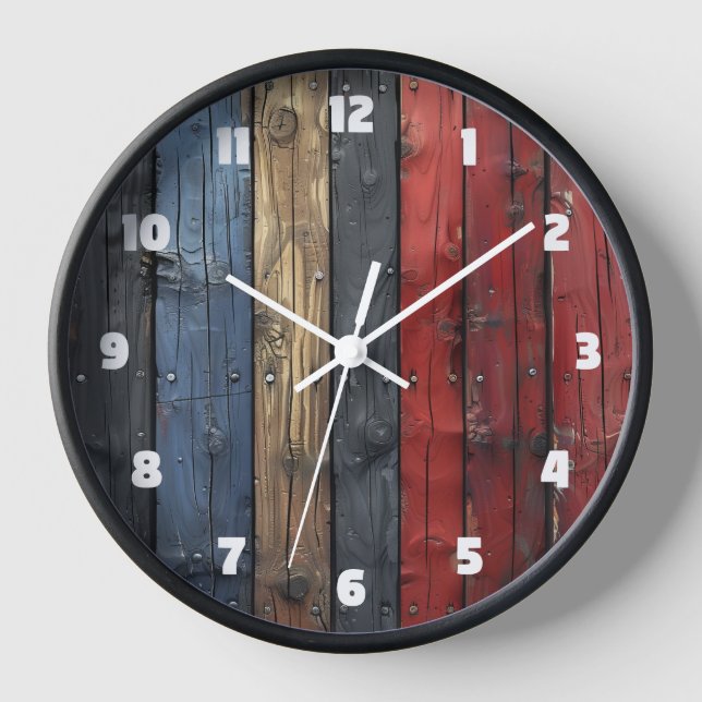 Colorful wood planks clock (Front)