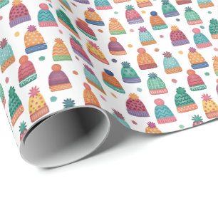 Colorful Woolly Hats Winter Wrapping Paper