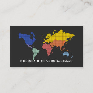 Colorful World Map Travel Blog Business Card