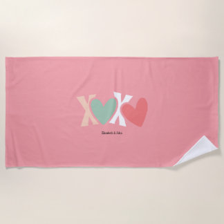 Colorful "XOXO" Valentine's Day   Beach Towel