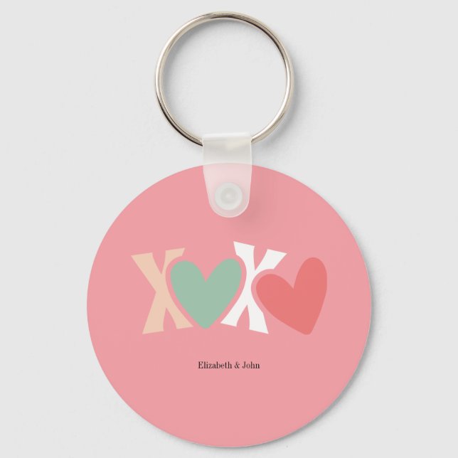 Colorful "XOXO" Valentine's Day  Key Ring (Front)