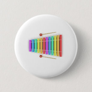 Colorful xylophone with mallets 6 cm round badge