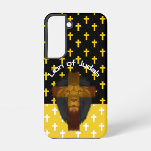 Colorful Yellow Black White Cross Lion of Judah Samsung Galaxy Case