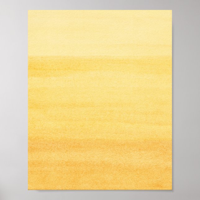 Colorful Yellow Ombre Abstract Watercolor Art Poster (Front)