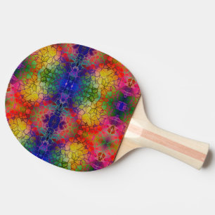 Colorful Yellow Orange Purple Mosaic Abstract Ping Pong Paddle