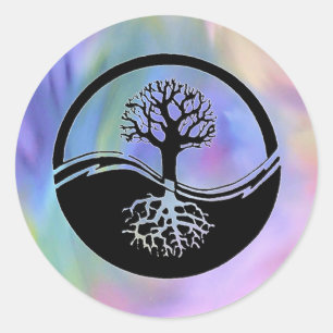 Colorful yin and yang design classic round sticker