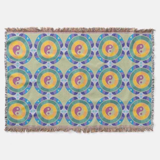 Colorful Yin Yang Pattern Throw Blanket (Front)