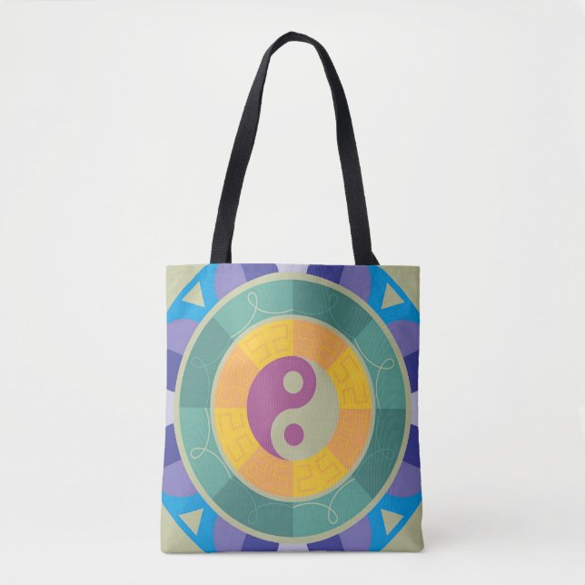 Colorful Yin Yang Pattern Tote Bag (Front)