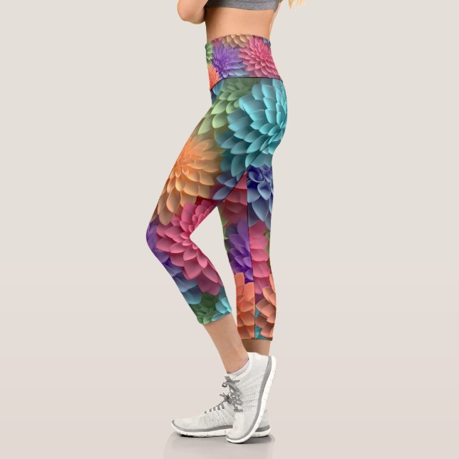 COLORFUL YOGA Floral Capri Leggings (Left)