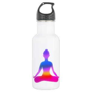 Colorful Yoga Lady Silhouette Bottle