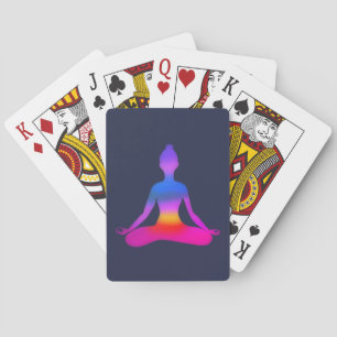 Colorful Yoga Lady Silhouette Playing Cards