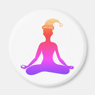 Colorful Yoga New Year Hat Magnet
