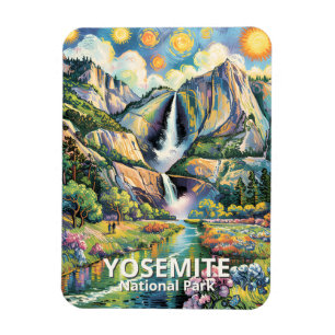 Colorful Yosemite Spring Waterfall Hiking Trail Magnet