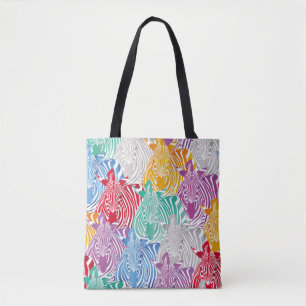 Colorful zebra seamless pattern. Wild animal textu Tote Bag